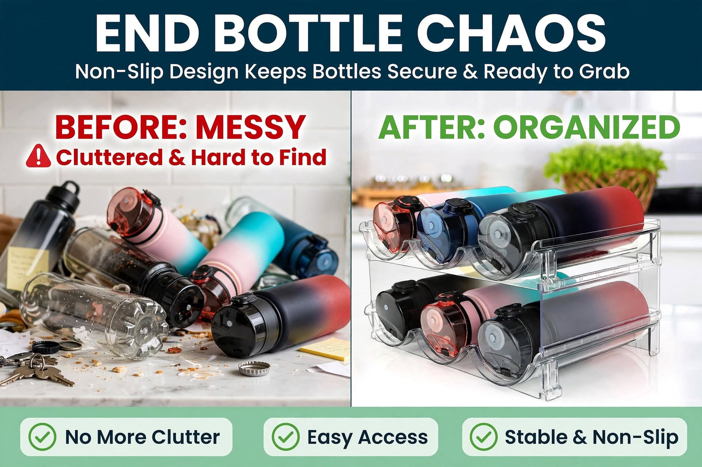 2 Packs of Bottle Organizer Racks